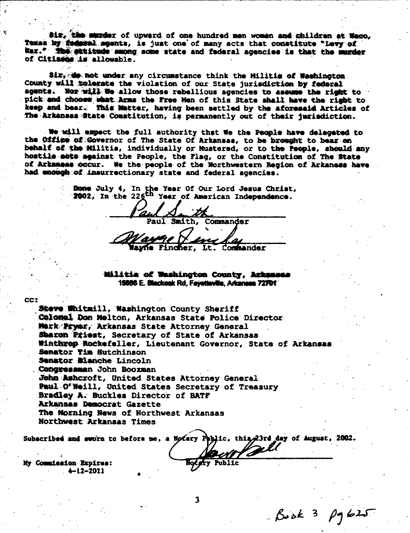 Notice to Gov. Huckabee