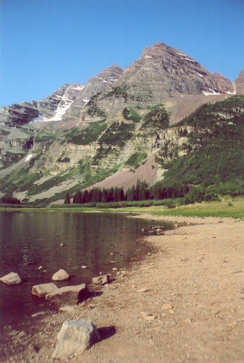 Crater Lake, looking towards the Maroon Bells, a hard hike up the mountains