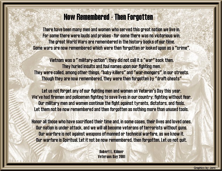 Thanks to Robert for writing this poem, and to Jackie for e-mailing it to me to use here!