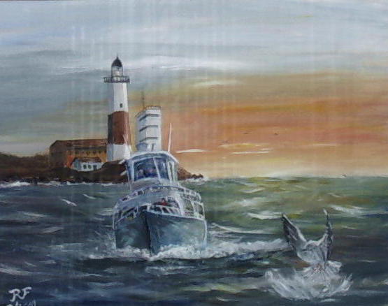 Fishing Boat at Montauk Lighthouse