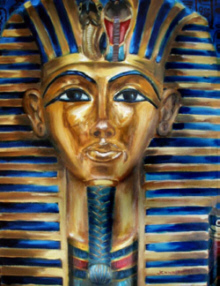 'Living Image of Amun' a painting of Tutankhamen's golden mask