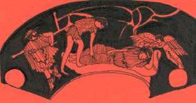 Hermes guides Theseus in his desertin of Ariadne
