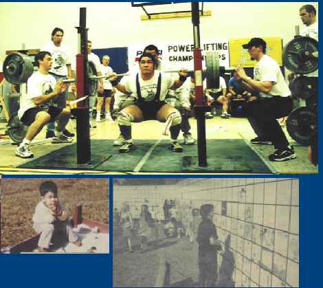 Please don't laugh at the weight on the bar. I was proud of my 570 deadlift, and 370 bench, but nobody photograhed the best lifts. Its in the 2001 winter issue of Powerlifting USA. No roids, but the suits add 30 lbs to your lifts.
