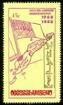 The 45� stamp shows a map of Timor with the Occussi-Ambeno flag flying from our country.