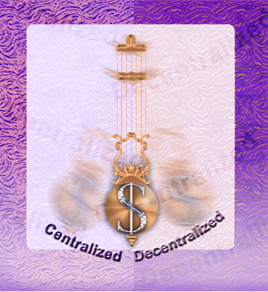 pendulum image for centralized vs. decentralized concept