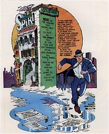 The splash page from the Harvey origin of The Spirit