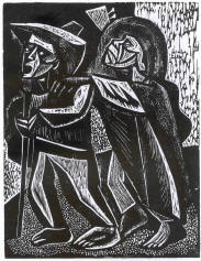 Blind Musicians and Blak and White Woodcut by Irving Amen