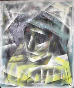 Abstract Female Figure 26" x 24" 1960 ebay