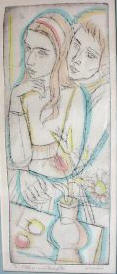 Mother and Daughter 7 1/4" X 19 1/2" ed of 90 etching 1960's eBay 6/03