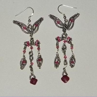 White Gold Earrings with Pink Sapphires