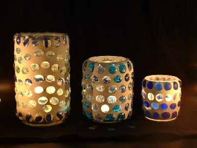 Candle holders made from: bottle, jar, glass