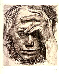 Hand on Forehead Self-portrait