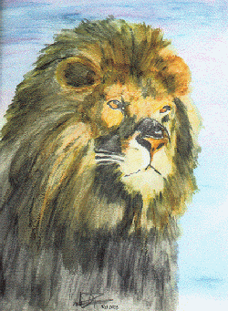 lion in watercolor