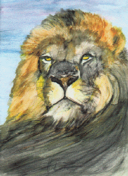 lion in watercolor