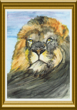 lion in watercolor