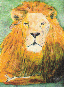 lion in watercolor
