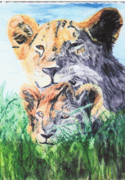 lion in watercolor