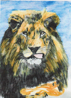 lion in watercolor