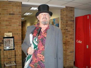 Some derranged madman who has come through time (the past?
the future?) to warn us of something....