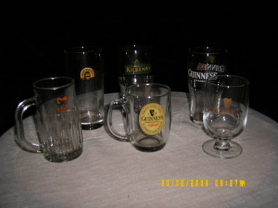 Various beer glasses/mugs/pitchers, etc