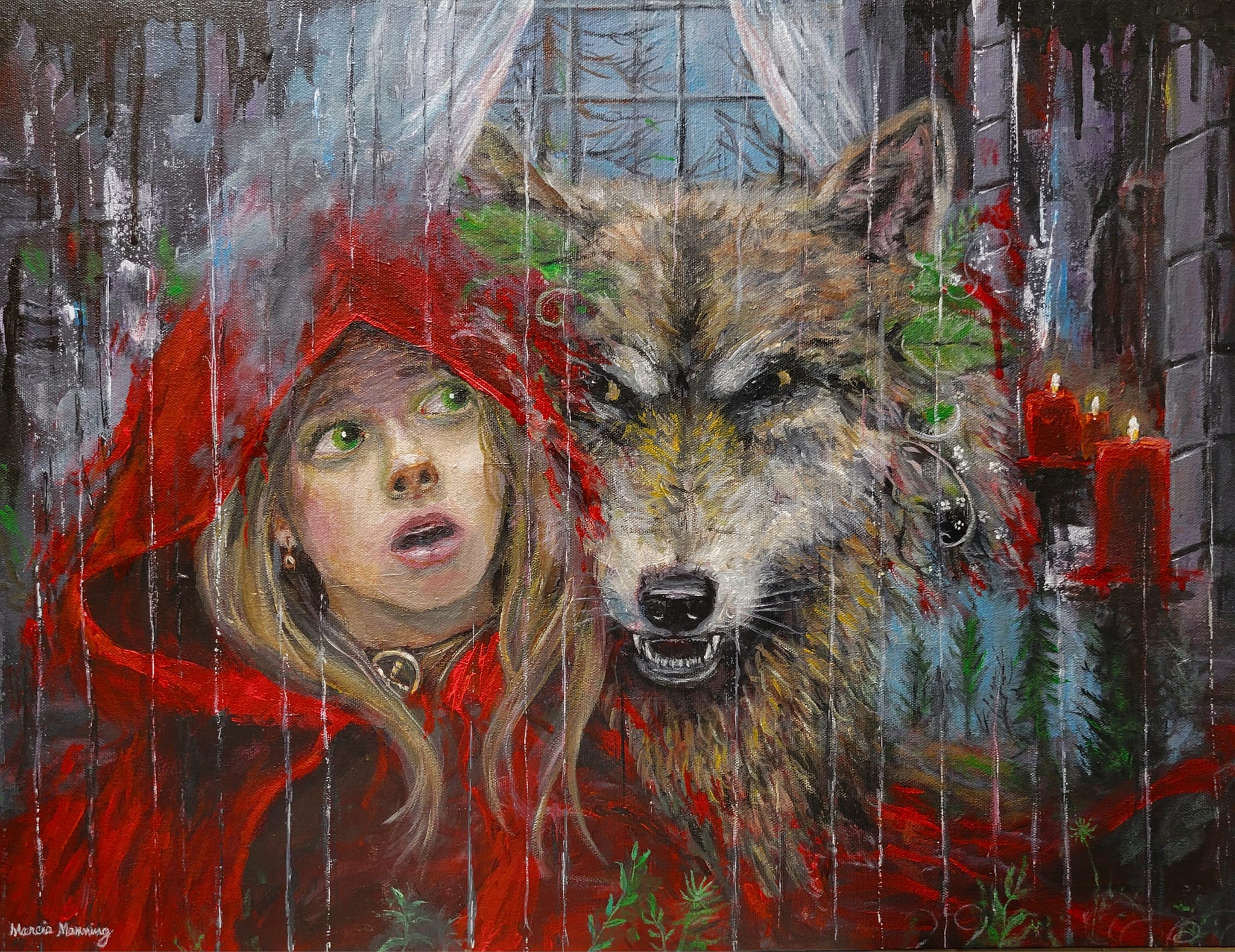redridinghood, wolfart, wolf, fineart, fairytale, marcia manning
