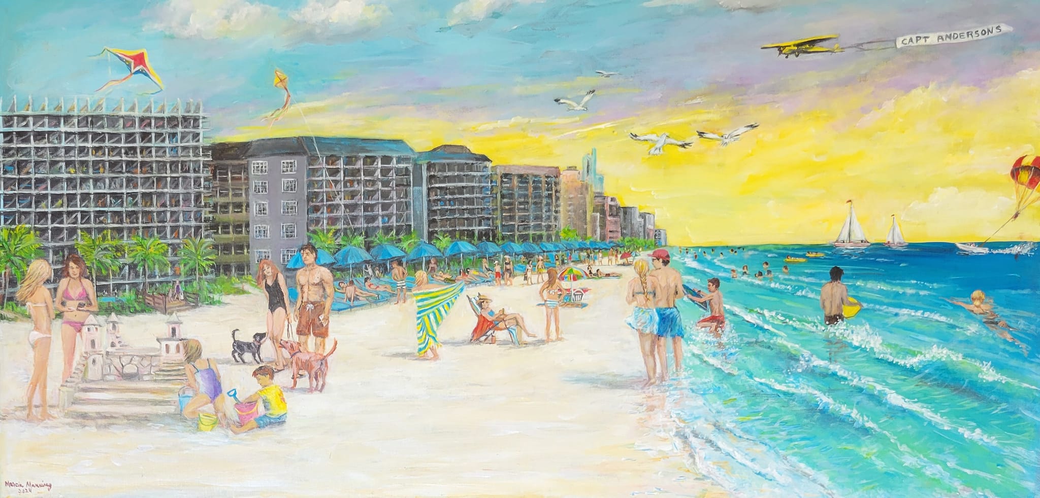 Panama City Beach, gulfcoast, panama, Florida, florida beach, painting, artwork, beach art, painting, oil, fineart, ocean, gulf, beach, pcb, marcia manning