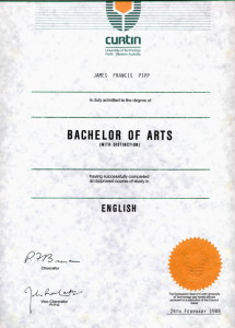 B.A. English awarded 1988