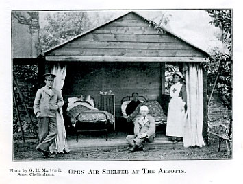 Open air shelter at the Abbotts VA hospital, 1915