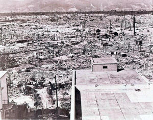 Hiroshima damage. Equal to terrorist suitcase A-bomb