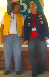 Mr.Wonderful, in yellow vest, questioning punk kid