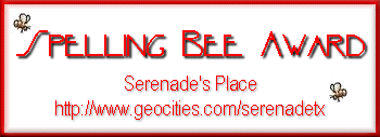 Serenade's Place: Spelling Bee Award