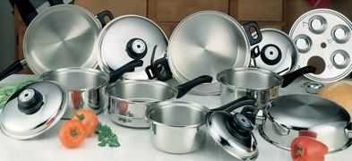 Click for a larger photo of our Maxam Waterless Cookware constructed 304 surgical stainless steel - To Place Your Order for our Maxam Waterless Cookware Set click on our Online Secure Order Form or call 828-466-7422