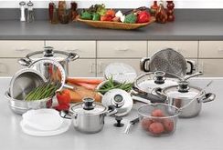 7-Ply 6 Pc. WATERLESS COOKWARE Set with Vented Lids 430 Magnetic and T304  Stainless Steel.