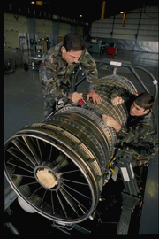 Photograph of General Electric F-404 
        turbine engine from the F-117 Stealth Fighter