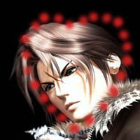 A pic of Squall with hearts around it!