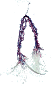 image: purple and azure hair ornament with white feathers