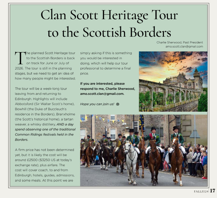 Clan Scott trip 2026
