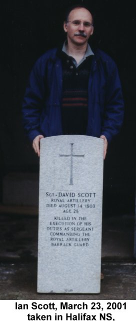 Ian Scott
                      with headstone for Sgt David Scott