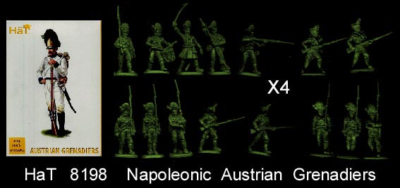 Napoleonic Wars HaT 8198 Austrian Grenadiers 60 Figures 1/72 scale 