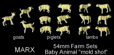 Marx Farmer Farm Animals 60MM Sheep Cow Chicken Pig Toy Figures Duck 