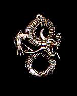 The worm Oroborus, hand-cast in pewter as a necklace.