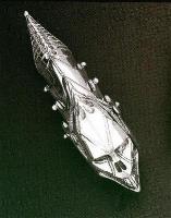 A sterling silver biomechanical armor ring