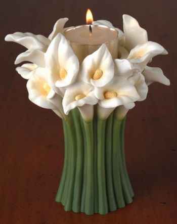 Calla Lily Bouquet Tea Lite Candle Holder
