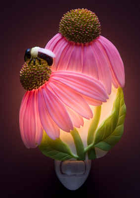 Coneflower with Bee Night Light