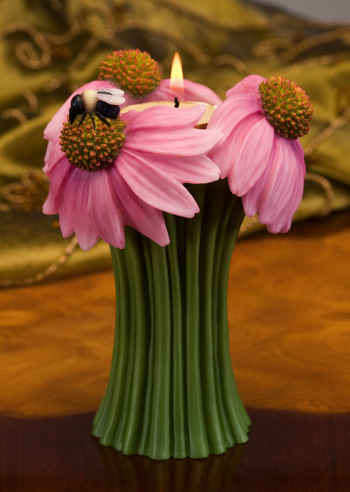 Coneflower Bouquet with Bee Tea Lite Candle