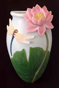 Dragonfly and Water Lily Wall Vase/Wall Pocket