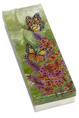 
Monarch Butterflies Capiz Long Keepsake Box
