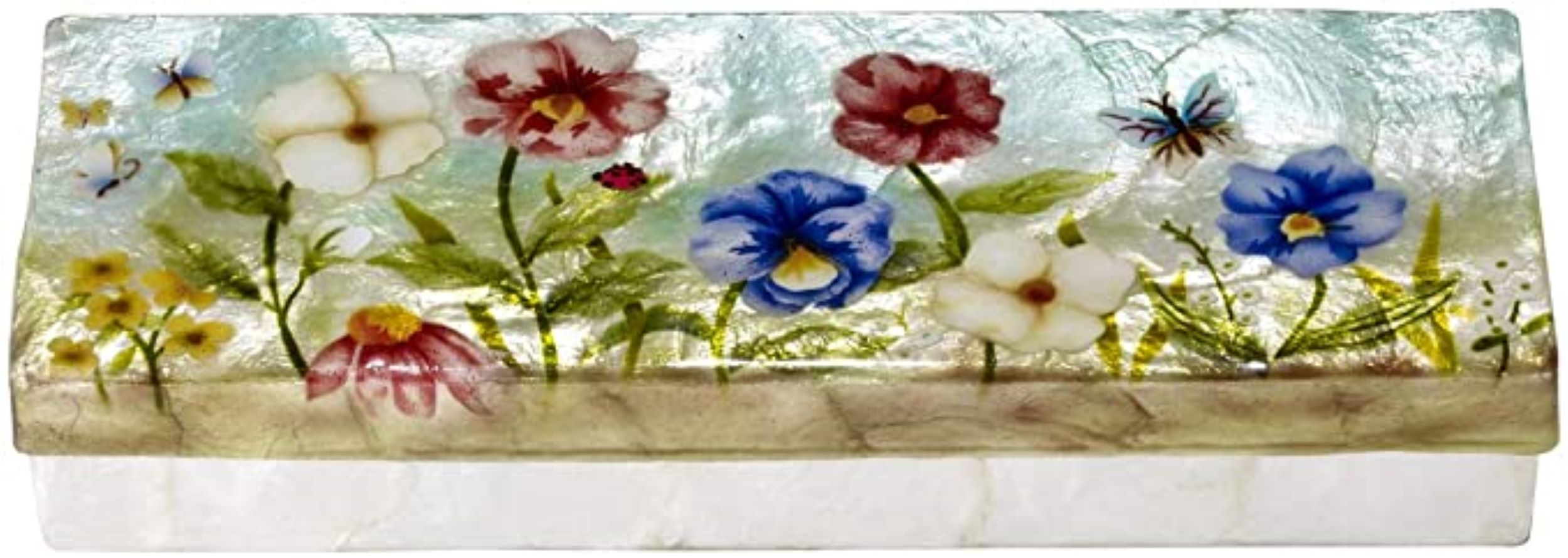 
Garden Pansies Capiz Keepsake Box
