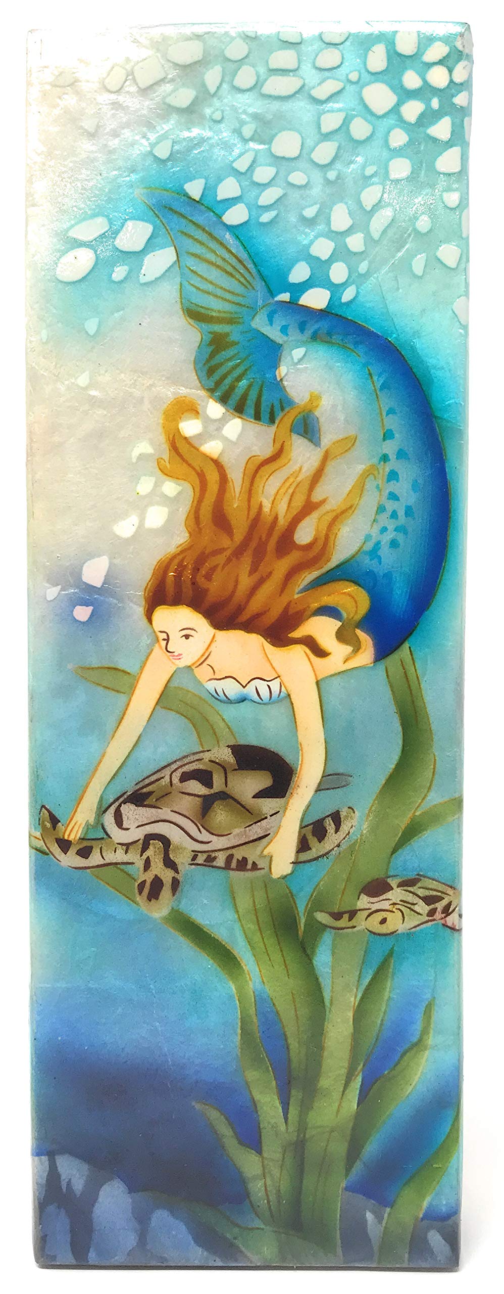 Mermaid and Sea Turtle Capiz Long Keepsake Box