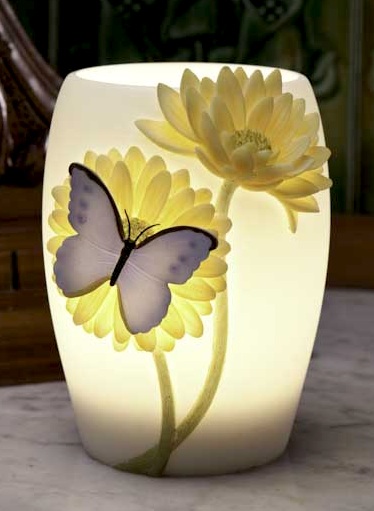 Blue Butterfly on Gerbera Daisy Night Lamp